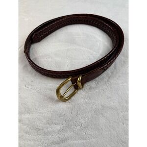 Coach Mens Brown Braided‎ Leather Belt Solid Brass Buckle 42 in Waist